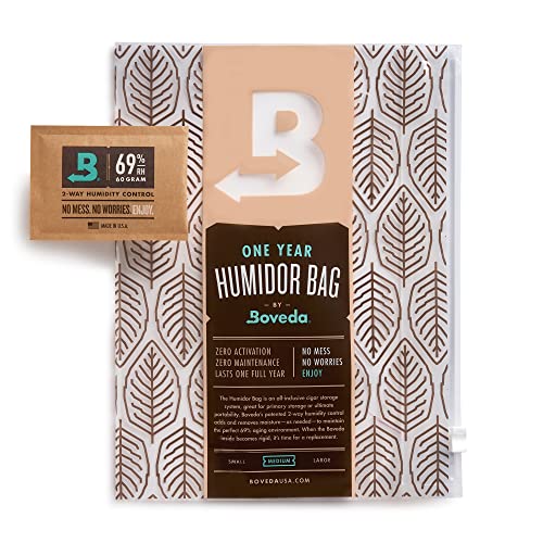 Boveda voor sigaren   Medium humidor zak   Bevat reeds 69% RV 2-Way vochtregeling   Sigarenopslag voor 10-15 sigaren   1 stuk