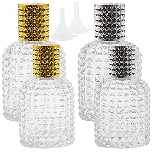 Forreen Parfumverstuiver, 4 Stuks Parfumflessen Hervulbare Parfumfles Helder Navulbare Glazen Flessen Ananas Draagbaar Parfumfles met Trechter voor Parfum Etherische Olie (30ML,50ML)