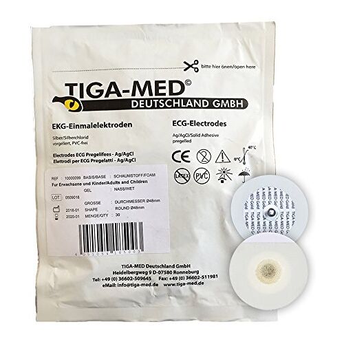 TIGA-MED EKG elektroden met natgel/vloeistofgel 48 mm 300 stuks wegwerpelektroden wegwerpelektroden type:  professionele kwaliteit!