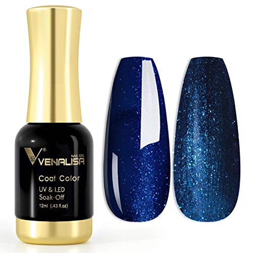 VENALISA Uv-nagellak, gellak, glitter, blauw, gelnagellak, soak off, nagellak, glitter blauwe gel, nagellak voor nageldesign, manicure, 12 ml