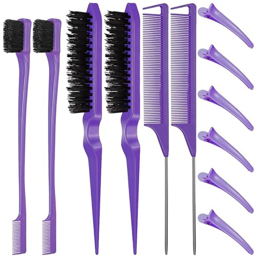 hgnxa 12Pcs Haar Styling Kam Set Plagen Haar Borstel Staart Kam Rand Borstel Voor Rand Terug Borstelen Kammen Slicking Voor Vrouwen Haar Styling Kam Haar Styling Kammen Haar Styling Kam Set Haar Styling Kam