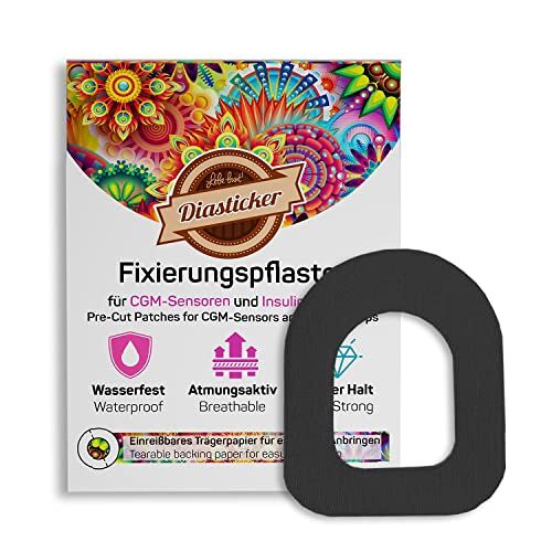 Diasticker ® Omnipod fixeerpleisters (30 stuks, zwart)   waterdicht ademend sterke grip   pod-fixatie, patch, fixatie, tape, overpatch, pleister