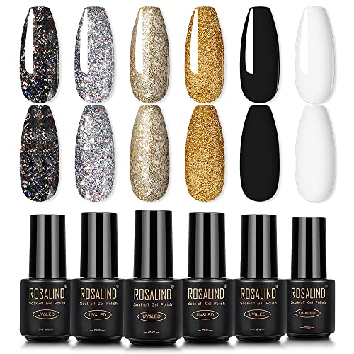 ROSALIND Gel Nagellak Kit, 6 STUKS Polish Soak Off Nagellak voor DIY thuis Nagel Art Salon Gel Polish Starter Kit 7 ml (6 Colors)