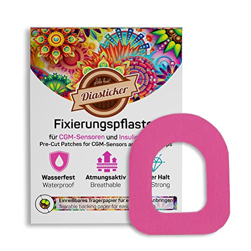 Diasticker ® Omnipod fixeerpleisters (10 stuks, roze)   waterdicht ademend sterke grip   pod-fixatie, patch, fixatie, tape, overpatch, pleister