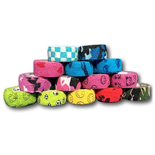 LisaCare Kleurrijke Mix Set van 10 bestratingsverband, vingerpleisters, rolpleisters, kinderpleisters op rol, pleister zonder lijm, elastisch, waterafstotend, rekbaar, 2,5 cm breed x 4,5 m lang