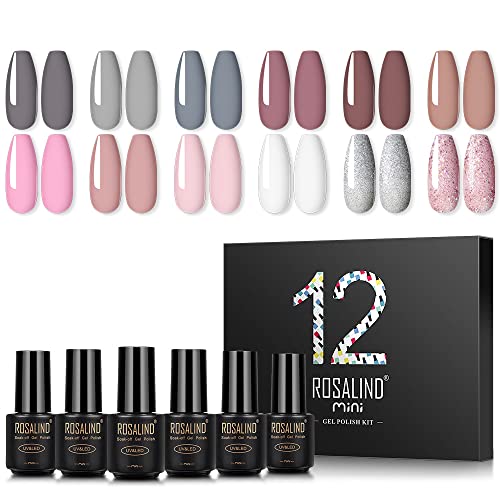 ROSALIND Gel Nagellak Kit, 12 STUKS UV LED Semi-Permanente Nagellak Voor DIY Thuis Nagel Art Salon Gel Polish Starter Kit 7 ml