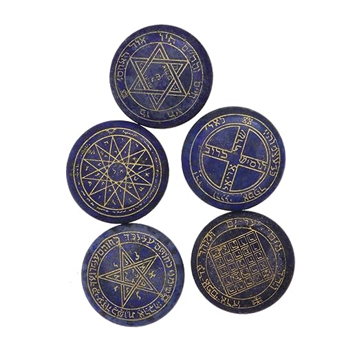 Healifty 5 Stuks Jodendom Decor Lapis Lazuli Amulet Stenen Energie Stenen Ronde Steen Religieus Sterkristal