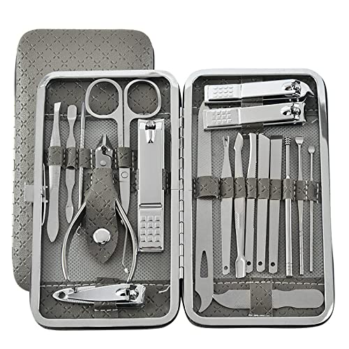 UTILES 19 Stks/set Snoeien Nagelknipper Kniptang Set Enkele Nagel Groef Pedicure Ontsteking Dode Huid Clipper Tool Thuis Tool,grijs