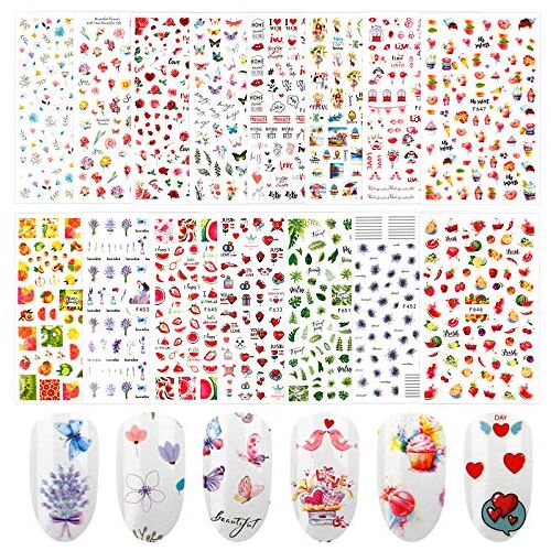 Jubaopen 1500+ Nagelstickers Decals Meisjes Nagelstickers Zelfklevende Nagelsticker Vlinderstickers Nagels voor meisjes Kinderen Vrouwen Nagel kunst Nageldecoraties, 15 vellen