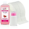 NAILS FACTORY N&BF nagelreinigingsset met geur 500 ml + dispenser pompfles roze 150 ml + 1000 celstofpads (2 rollen à 500 stuks) 70% isopropanol alcohol voor gelnagels (aardbeien)