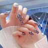 DDSY 24 stuks nep nagels met herfst paars kristal bloemblaadje ronde boor verwijderbare mislukt nagels manicure patch TY