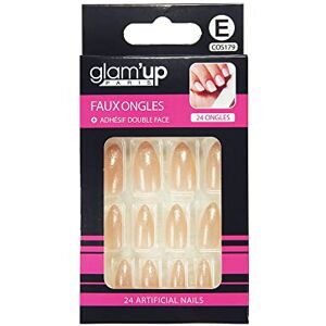 GLAM UP Glam'Up Paris Kunstnagels, volledige afdekking, eenvoudig te bedienen, 24 kunstnagels per doos + dubbelzijdige lijm, stiletto-vorm, nr. 179, glitter, zilverkleurig GLAM UP Glam'Up Paris Kunstnagels, volledige afdekking, eenvoudig te bedienen, 24 kunstnagels per doos + dubbelzijdige lijm, stiletto-vorm, nr. 179, glitter, zilverkleurig