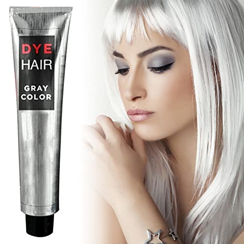 Xiaocao Grijze Haarverf Zilvergrijze haarkleurcrème met natuurlijke milde formule 3.52oz haarverf voor donker en licht haar, kleurstof haarcrème voor tieners, mannen, vrouwen