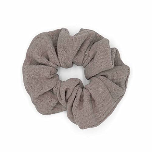 Hutch & Putch hutch&putch Premium mousseline-scrunchie voor dames, haarelastiek van 100% katoen, elastisch haarelastiek voor gezond haar, scrunchie met sterke grip zonder knikpunt (steen)