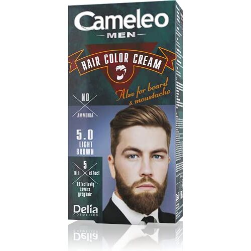 Cameleo Voor mannen, permanente haarverf, haarkleuring, lichtbruine kleur voor haar, baard en snor   kleureffect in 5 minuten   grijze haren afdekken   vrij van ammoniak   30 ml