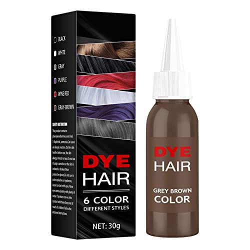 Ziurmut Zwart Grijze Haarverf Crème   Easy Fast Volledig dekkende semi-permanente haarkleurverf   Paars/Wijnrood/Zwart/Grijs/Wit/Grijs Bruin(30g)
