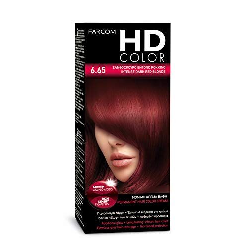 FARCOM HD Haarverf met keratine, aminozuren, 60 ml (6,65 koper mahogany)