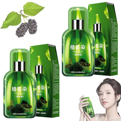 EOQIFJM Satywig haarkleur, Paopaocai haarverf, Satywig haarverf, plantenextract niet-beschadigende haarverfcrème, Satywig plantaardige haarverf, fruit haarverf Plant Bubble haarverf shampoo (marrone scuro)