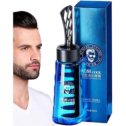 DUBUSH 280 ml Haar Styling Gel 2 In 1 Haar Wax Gel met Kam Langdurige Fluffy Mannen Haar Crème Styling Gel voor Krullend Haar 2-in-1 Mannen Haar Styling Gel Salon Styling Gel Tool