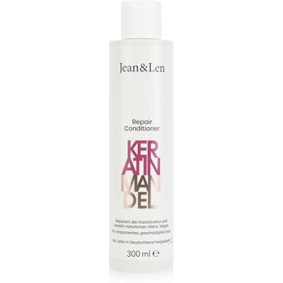 Jean & Len Keratine & Amandel Repair Conditioner voor beschadigd haar, temt pluis en geeft glans, met plantaardige keratine, zonder parabenen en siliconen, vegan, 300 ml Jean & Len Keratine & Amandel Repair Conditioner voor beschadigd haar, temt pluis en geeft glans, met plantaardige keratine, zonder parabenen en siliconen, vegan, 300 ml