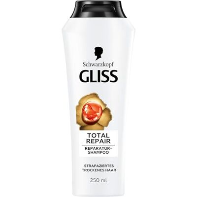 Gliss Shampoo Total Repair (250 ml), haarshampoo met vloeibare keratine en bloemennectar, verzorgende shampoo voor droog en beschadigd haar, vermindert haarbreuk Gliss Shampoo Total Repair (250 ml), haarshampoo met vloeibare keratine en bloemennectar, verzorgende shampoo voor droog en beschadigd haar, vermindert haarbreuk