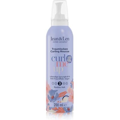 Jean & Len Curling Mousse, voor gedefinieerde en veerkrachtige krullen, bedwingt pluis, met Vitamin E en panthenol, geschikt voor de Curly Girl-methode, veganistisch, 200 ml Jean & Len Curling Mousse, voor gedefinieerde en veerkrachtige krullen, bedwingt pluis, met Vitamin E en panthenol, geschikt voor de Curly Girl-methode, veganistisch, 200 ml