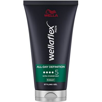 Wellaflex Men All-Day Definition Styling Gel Ultra Strong Veganistische haargel Dermatologisch getest en siliconenvrij 150 ml Wellaflex Men All-Day Definition Styling Gel Ultra Strong Veganistische haargel Dermatologisch getest en siliconenvrij 150 ml