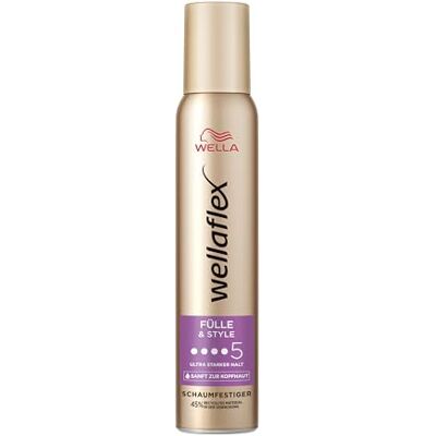 Wellaflex Vol & Style Schuimveriger voor vrouwen, tot 24 uur ultra sterke grip, voor vol, volumineus haar, zacht voor de hoofdhuid, dermatologisch getest, siliconenvrij, houdgraad 5, 200 ml Wellaflex Vol & Style Schuimveriger voor vrouwen, tot 24 uur ultra sterke grip, voor vol, volumineus haar, zacht voor de hoofdhuid, dermatologisch getest, siliconenvrij, houdgraad 5, 200 ml