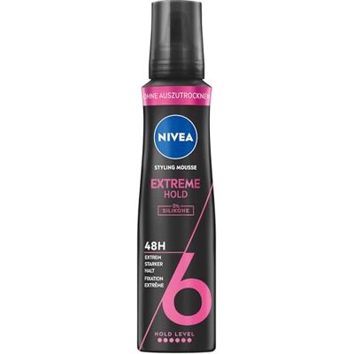 Beiersdorf NIVEA Schuimvaste extreme grip (150 ml), verzorgend haarschuim met hittebescherming, panthenol en vitamine B3, haarversteviger voor 48 uur extreem sterke grip (houdniveau 6) Beiersdorf NIVEA Schuimvaste extreme grip (150 ml), verzorgend haarschuim met hittebescherming, panthenol en vitamine B3, haarversteviger voor 48 uur extreem sterke grip (houdniveau 6)