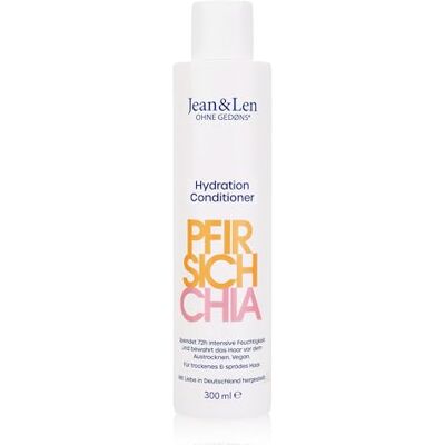 Jean & Len Conditioner Perzik & Chiazaad, voor droog haar, veganistische haarverzorging met perzik- en chia-extract en plantaardige glycerine, zonder parabenen en siliconen, 300 ml Jean & Len Conditioner Perzik & Chiazaad, voor droog haar, veganistische haarverzorging met perzik- en chia-extract en plantaardige glycerine, zonder parabenen en siliconen, 300 ml