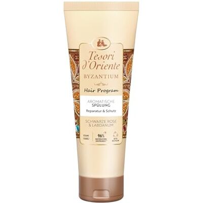 Tesori d'Oriente Byzantium Hair Program conditioner met zwarte roos en ladanum, reparatie en bescherming voor beschadigd haar, wellness-ritueel voor lichaam en zintuigen, 200 ml Tesori d'Oriente Byzantium Hair Program conditioner met zwarte roos en ladanum, reparatie en bescherming voor beschadigd haar, wellness-ritueel voor lichaam en zintuigen, 200 ml