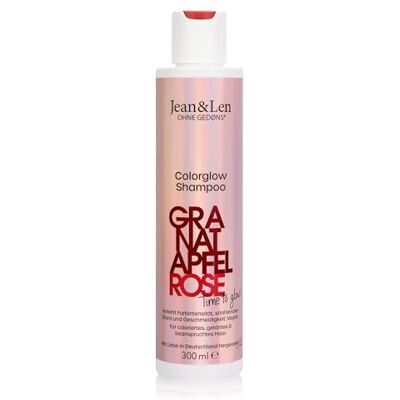 Jean & Len Colorglow Shampoo voor gekleurd haar, met granaatappel-, rozenbladextract & panthenol, fruitig-bloemige geur, zonder parabenen & siliconen, vegan, 300 ml Jean & Len Colorglow Shampoo voor gekleurd haar, met granaatappel-, rozenbladextract & panthenol, fruitig-bloemige geur, zonder parabenen & siliconen, vegan, 300 ml