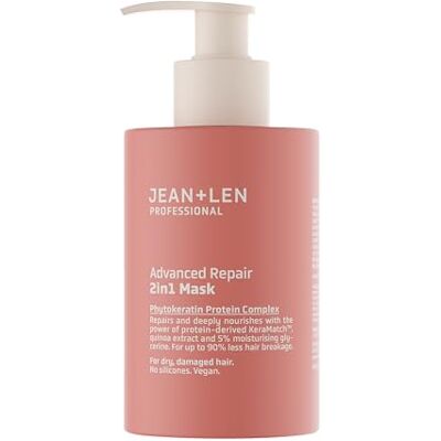 Jean & Len 2in1 Mask Professional Advanced Repair: herstellende haarmasker voor droog en beschadigd haar, voedt intensief en vermindert haarbreuk. Geschikt als rinse-off en leave-in, vegan, 200 ml Jean & Len 2in1 Mask Professional Advanced Repair: herstellende haarmasker voor droog en beschadigd haar, voedt intensief en vermindert haarbreuk. Geschikt als rinse-off en leave-in, vegan, 200 ml