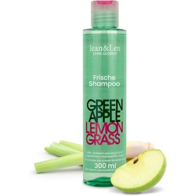 Jean & Len Verfrissende Shampoo Groene Appel & Citroengras, voor vet haar, herstelt de hoofdhuidbalans, appelgeur, zonder siliconen of parabenen, vegan, 300 ml Jean & Len Verfrissende Shampoo Groene Appel & Citroengras, voor vet haar, herstelt de hoofdhuidbalans, appelgeur, zonder siliconen of parabenen, vegan, 300 ml