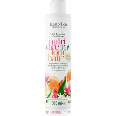 Jean & Len Jean&Len Conditioner Nutri Care Mango & Avocado, voor lang en beschadigd haar, gaat haarbreuk tegen, verbetert het vochtvasthoudend vermogen, zonder parabenen en siliconen, veganistisch, 300 ml Jean & Len Jean&Len Conditioner Nutri Care Mango & Avocado, voor lang en beschadigd haar, gaat haarbreuk tegen, verbetert het vochtvasthoudend vermogen, zonder parabenen en siliconen, veganistisch, 300 ml