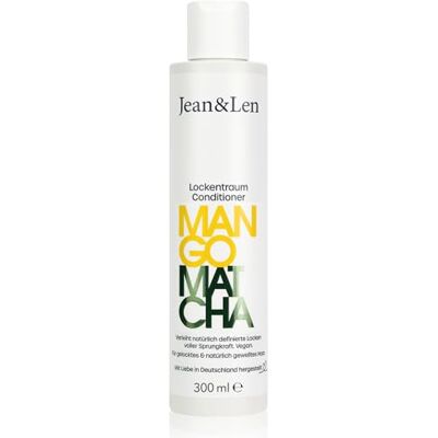 Jean & Len Mango en Matcha Conditioner, krullendroom, voor weerbarstig en pluizig haar, vermindert gespleten haarpunten, verzorgt en definieert natuurlijke golven en krullen, vegan, 300 ml Jean & Len Mango en Matcha Conditioner, krullendroom, voor weerbarstig en pluizig haar, vermindert gespleten haarpunten, verzorgt en definieert natuurlijke golven en krullen, vegan, 300 ml