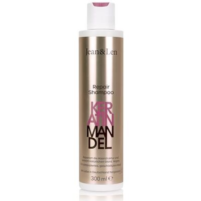 Jean & Len Keratine & Amandel Repair Shampoo voor beschadigd en pluizig haar, anti-frizz, gezondere uitstraling, zonder parabenen en siliconen, vegan, 300 ml Jean & Len Keratine & Amandel Repair Shampoo voor beschadigd en pluizig haar, anti-frizz, gezondere uitstraling, zonder parabenen en siliconen, vegan, 300 ml