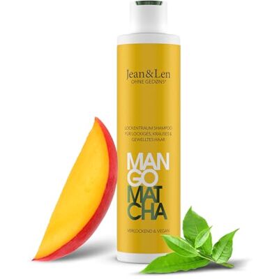 Jean & Len Mango & Matcha Krullende shampoo, bindt weerbarstig en kroeshaar, vermindert gespleten haarpunten, verzorgt en definieert natuurlijke golven en krullen, zonder parabenen en siliconen, Jean & Len Mango & Matcha Krullende shampoo, bindt weerbarstig en kroeshaar, vermindert gespleten haarpunten, verzorgt en definieert natuurlijke golven en krullen, zonder parabenen en siliconen,