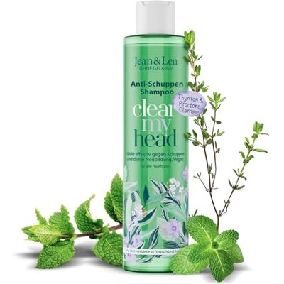 Jean & Len Anti-Roos Shampoo Tijm & Munt, vegane verzorgingsformule, met Piroctone Olamine, tegen roos, geschikt voor dagelijks haar wassen, zonder parabenen & siliconen, vegan, 300 ml Jean & Len Anti-Roos Shampoo Tijm & Munt, vegane verzorgingsformule, met Piroctone Olamine, tegen roos, geschikt voor dagelijks haar wassen, zonder parabenen & siliconen, vegan, 300 ml