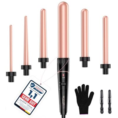 BESTOPE PRO Krultangset voor grote en kleine krullen, 6-in-1 met verschillende opzetstukken, keramische coating en antistatische toermalijn, golvend voor strandgolven BESTOPE PRO Krultangset voor grote en kleine krullen, 6-in-1 met verschillende opzetstukken, keramische coating en antistatische toermalijn, golvend voor strandgolven