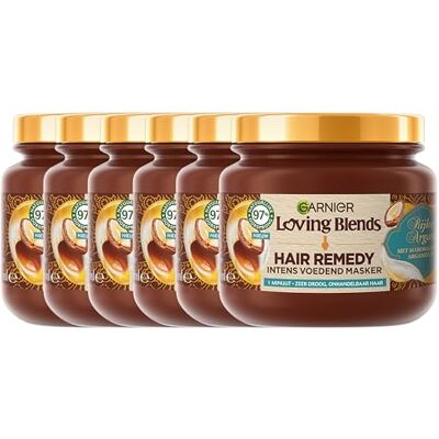 Loving Blends Rijke Argan Hair Remedy Haarmasker Voordeelverpakking Intens Voedend Masker Voor Zeer Droog, Onhandelbaar Haar 6 x 340ml Loving Blends Rijke Argan Hair Remedy Haarmasker Voordeelverpakking Intens Voedend Masker Voor Zeer Droog, Onhandelbaar Haar 6 x 340ml