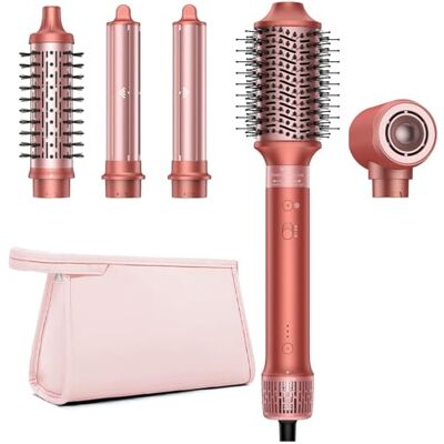 HITTIONA 5-in-1 haarstyler, high speed ionen-föhn, multi-airstyler, geen hitteschade, krultang, automatisch, met pluisvrije volumeborstel, voor styling, volumiseren, krullen en gladmaken, met reistas HITTIONA 5-in-1 haarstyler, high speed ionen-föhn, multi-airstyler, geen hitteschade, krultang, automatisch, met pluisvrije volumeborstel, voor styling, volumiseren, krullen en gladmaken, met reistas