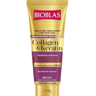 BIOBLAS Collageen & keratine haarverzorging, conditioner effectief tegen haarverlies, voor zeer dun haar, 250 ml BIOBLAS Collageen & keratine haarverzorging, conditioner effectief tegen haarverlies, voor zeer dun haar, 250 ml