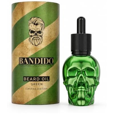 Bandido Barbershop Beard Oil Green 40 ml – Baardolie voor Mannen Voedt en verzacht baardhaar, verzorgt de huid eronder en helpt onaangename jeuk te verminderen. Bandido Barbershop Beard Oil Green 40 ml – Baardolie voor Mannen Voedt en verzacht baardhaar, verzorgt de huid eronder en helpt onaangename jeuk te verminderen.
