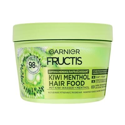 Garnier Fructis Verfrissend Kiwi Menthol Hair Food, multifunctioneel haarmasker met kiwi-water en menthol voor vocht en frisheid, 400 ml Garnier Fructis Verfrissend Kiwi Menthol Hair Food, multifunctioneel haarmasker met kiwi-water en menthol voor vocht en frisheid, 400 ml