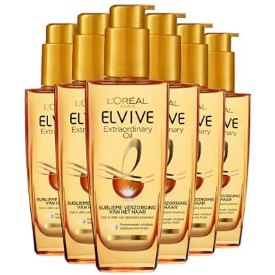 L'Oreal Paris L'Oréal Paris Elvive Extraordinary Oil Haarolie 6x 100ml Voedende haarolie voordeelverpakking, geschikt voor alle haartypes, geeft direct glans L'Oreal Paris L'Oréal Paris Elvive Extraordinary Oil Haarolie 6x 100ml Voedende haarolie voordeelverpakking, geschikt voor alle haartypes, geeft direct glans