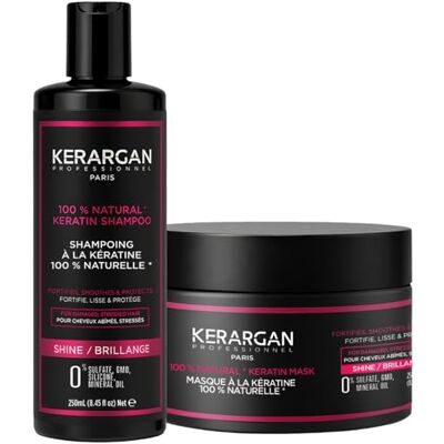 KERARGAN Ultra Herstellend Duo Shampoo & Masker met Keratine voor Beschadigd en Gestrest Haar Voedt, Maakt Glad & Beschermt Zonder Sulfaten, GGO’s, Siliconen 2x250ml KERARGAN Ultra Herstellend Duo Shampoo & Masker met Keratine voor Beschadigd en Gestrest Haar Voedt, Maakt Glad & Beschermt Zonder Sulfaten, GGO’s, Siliconen 2x250ml