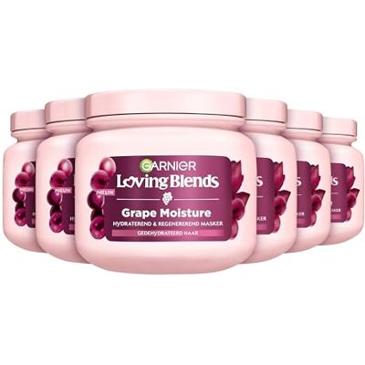 Garnier Loving Blends Grape Moisture Masker – Intensieve voeding en glans – Voor gedehydrateerd haar 6 x340ml Garnier Loving Blends Grape Moisture Masker – Intensieve voeding en glans – Voor gedehydrateerd haar 6 x340ml