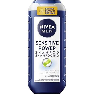Beiersdorf NIVEA MEN Sensitive Power Shampoo (250 ml), rustgevende mannenshampoo met hennepzaad-extract voor dagelijks gebruik, versterkende haarshampoo tegen jeukende hoofdhuid Beiersdorf NIVEA MEN Sensitive Power Shampoo (250 ml), rustgevende mannenshampoo met hennepzaad-extract voor dagelijks gebruik, versterkende haarshampoo tegen jeukende hoofdhuid