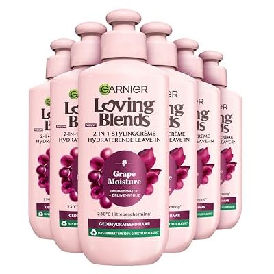 Garnier Loving Blends Grape Moisture Leave-in Crème – Hydrateert en beschermt – Voor gedehydrateerd haar 6 x200ml Garnier Loving Blends Grape Moisture Leave-in Crème – Hydrateert en beschermt – Voor gedehydrateerd haar 6 x200ml